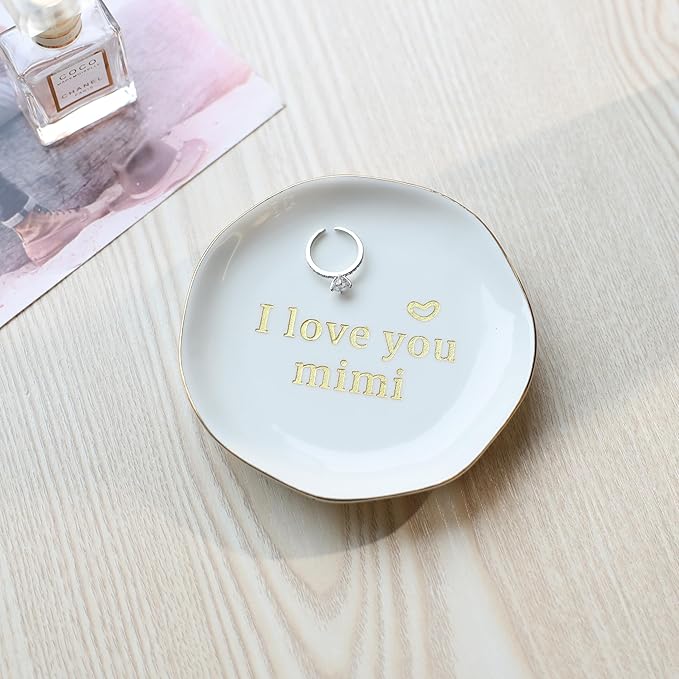 HOME SMILE Mimi Gifts for Grandma Mother's Day-I love You Mimi Ring Dish-Mimi Gifts for Grandma Nana Birthday Christmas Valentine's,Gift for Mimi from Grandkids Grandchildren