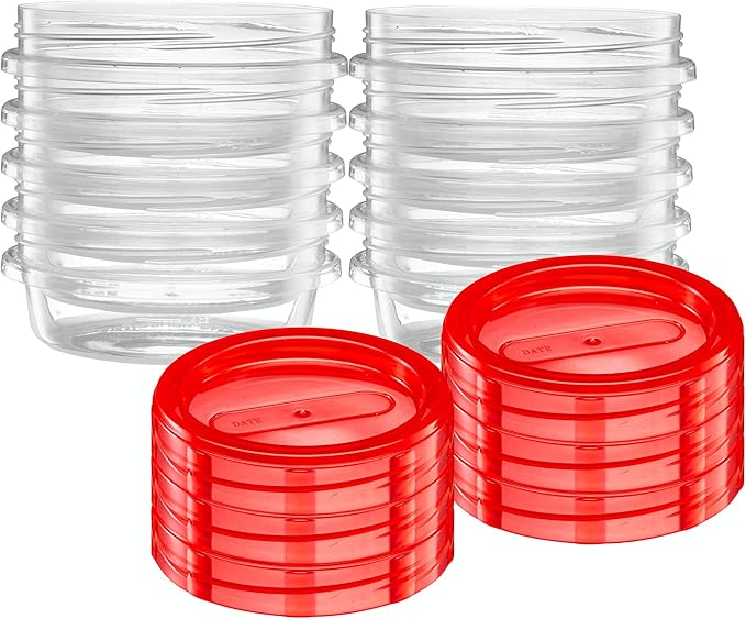ELEGANT DISPOSABLES (8 Ounce 20 Pack) Twist cap Containers Clear Bottom With Red Top Screw on Lids Twist Top Food Storage Freezer Containers