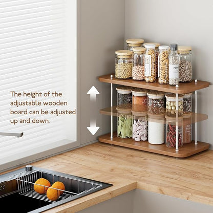 UJQSUN Bathroom Counter Organizer,Bathroom Shelf Organizers & Sink Organizer,Vanity Organizers,Storage Skincare,Makeup,Perfume,Spices,Coffee Station,for Corner,Dresser,Kitchen,Adjustable Height(2Tier)