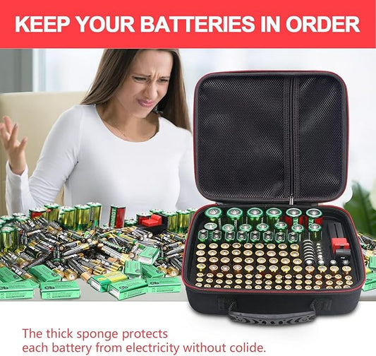 Glamgen Battery case organizer with Tester (BT168), Battery Storage case Holds 126 Batteries Various Sizes AAA AA C D 9V Lithium 3V, Batteries Holder Organizer