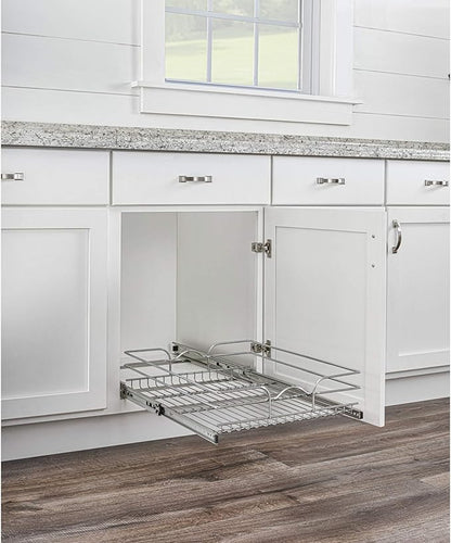 Rev-A-Shelf Kitchen Cabinet Pullout Shelf and Drawer Organizer Slide Out Pantry Storage Basket in Multiple Sizes, 15 x 20 In, 5WB1-1520CR-1
