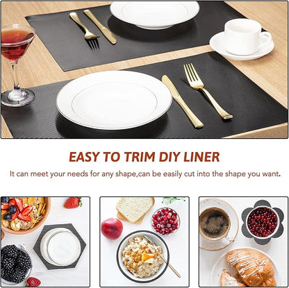 Glotoch Shelf Liner 17.5" x 30 ft. - Non Adhesive Refrigerator, Kitchen, Drawer Liners, Waterproof and Durable Fridge Table Place Mats for Cupboard, Cabinet, Drawer Liner, Black