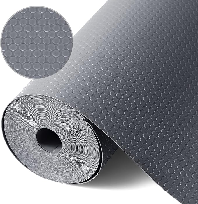 Shelf Liners for Kitchen Cabinets Refrigerator Liners Waterproof & Oil-Proof Kitchen Cupboard Liner Non-Slip Drawer Mats Non Adhesive Fridge Liner for Shelves - Gray 17.5 x 78.7 Inches