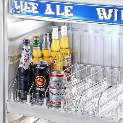 Lemecima Drink Organizer for Fridge, Soda Can Organizer Dispenser for Refrigerator with Automatic Pusher Glided, Width Adjustable Clear Dividers Can Holder for 6-20oz Beverage, 15''D x15.4''W, 5 Rows