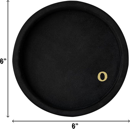 COLLECTIVE HOME - Velvet Jewelry Tray, 6" Monogrammed Jewelry Dish, Smooth Velour Display Dish for Rings, Earrings, Necklaces, Makeup, Personalized Gifts for Women (Black-o)