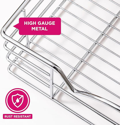 HOLDN’ STORAGE Heavy-Duty Premium Collection Pull Out Cabinet Organizer, Cabinet Drawer Slide Outs, Lifetime Limited Warranty - Basket Size 11" W x 21" D x 5" H, Anti-Rust Chrome Finish