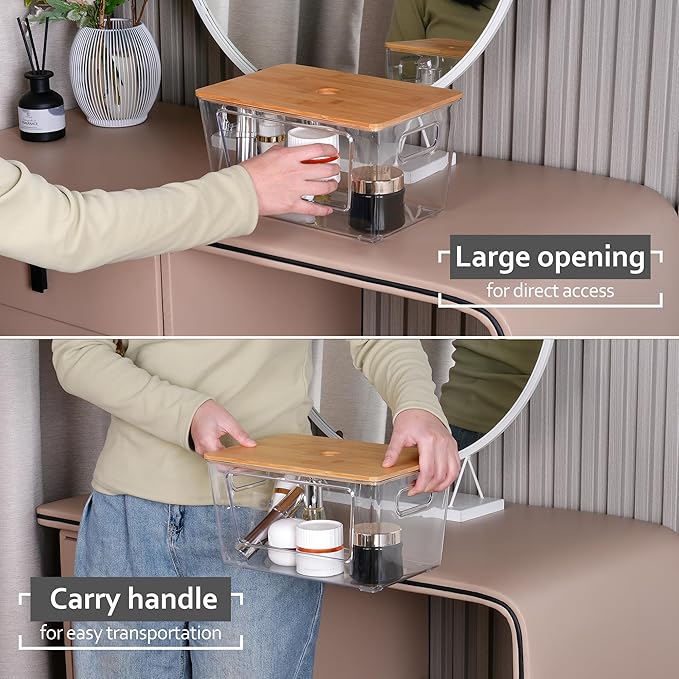 3 Packs Trash Bag Holder,Stackable Trash Bags Dispenser with Bamboo Lid,Extra Large Garbage Bag Holder for Kitchen, Laundry Room,Under Sink Storage Organization