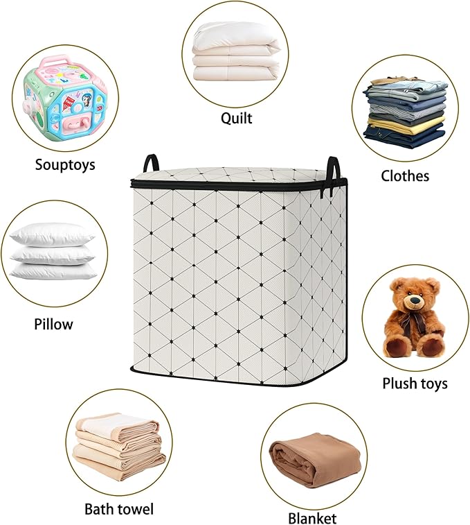 Dawuyu king comforter storage bag,clothes blanket bedding pillow quilt organizer for closet,fabric moving bags with portable handles and zipper 95L(2pack)