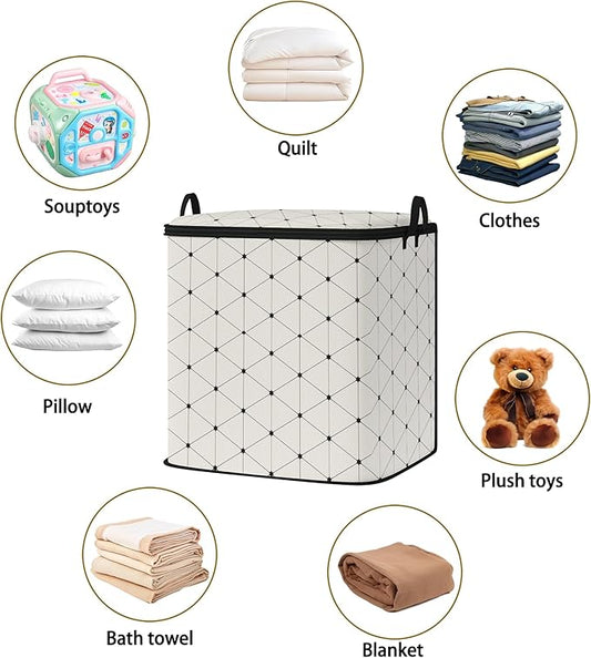Dawuyu king comforter storage bag,clothes blanket bedding pillow quilt organizer for closet,fabric moving bags with portable handles and zipper 95L(2pack)