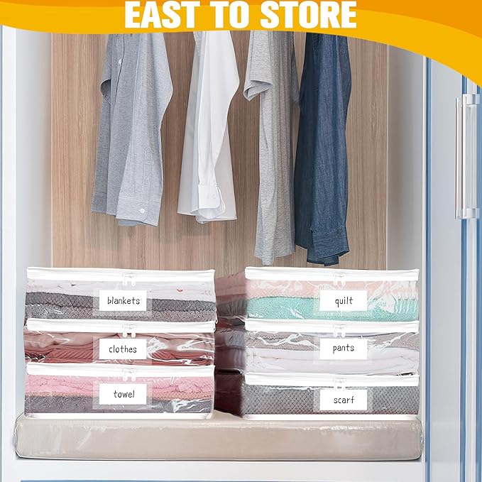 Plastic Storage Bags with Easy-Glide Zipper, Pack of 8, Durable Clear Vinyl Zippered Storage Bags for Clothes Sweaters Comforters Blankets Sheets Bedding (10.5 x 10.5 x 2.5 Inch)