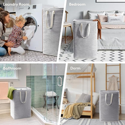 Lifewit 4 Pack Laundry Hamper Large Collapsible Laundry Baskets, Freestanding Waterproof Clothes Hamper with Easy Carry Handles in Laundry Room Bedroom Bathroom College Dorm, Black, 4 x 80L
