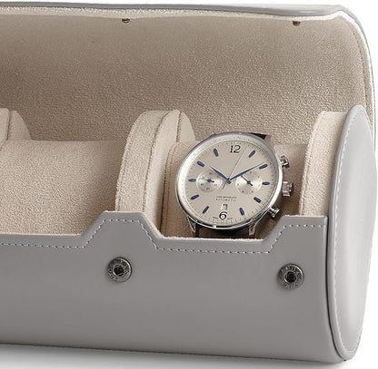 Oirlv Luxury Leather Watch Organizer Case Watch Box for Mens Jewelry Gift Box for Birthday Fathers Day Anniversary(3 slots, Grey)