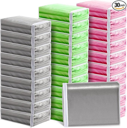 Riakrum 30 Packs Clear Zippered Storage Bags, 15x11x4 inches, Vinyl Plastic Sweater Sheet Organizers Storage Bags, PVC, for Clothes, Sheet, Blankets, Fabrics Organizers(White)