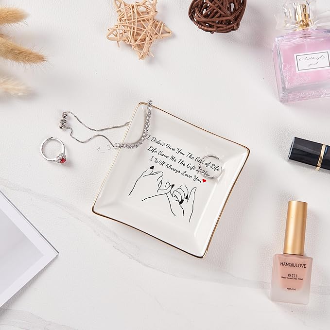 Spegiffu Daughter in Law Gifts Stepdaughter Bonus Daughter Gifts Trinket Dish, Birthday Christmas for Daughter in Law Bonus Daughter Stepdaughter - Life Gave Me The Gift of You