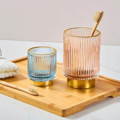 LEICURACE Makeup Brush Holder Organizer,Toothbrush Holders,Desk Pen Pencil Holder,Multifunctional Vintage Glass Brush Cup(A3-21-US)