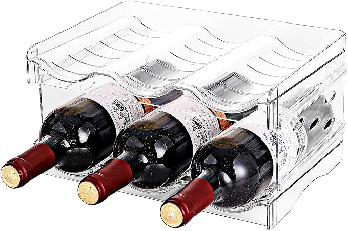 Baosia Stackable Wine Rack,Wine Bottle Holder for Inside Cabinet,for Pantry,Refrigerator,Countertop Organization-2 Tiers for 6 Bottles