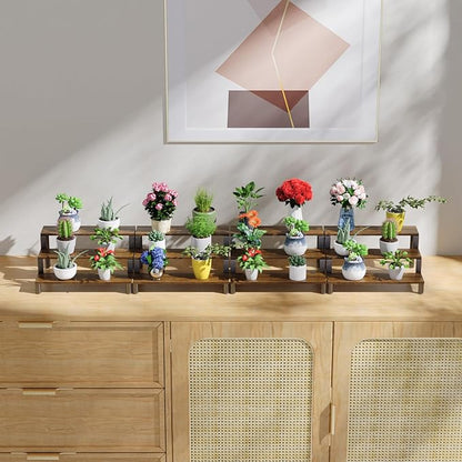 4 PCS Wooden Display Riser Stand, 3-Tier Perfume Organizer Stand, Spice Rack Organizer, Figure Stand, Coffee Syrup Rack Organizer, Home Bar Display