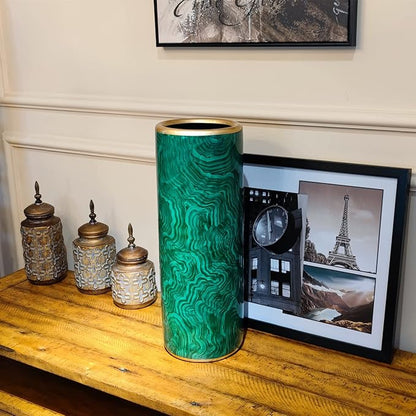 Umbrella Stand Umbrella Bucket Umbrella Rack Barrel Floor Vase Modern Style for Storing Canes Walking Sticks for Entryway Porch Indoor Malachite Green 24‘’High