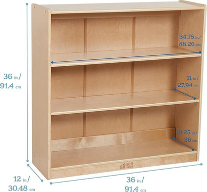 ECR4Kids Classic Bookcase, 36in, Adjustable Shelves, Natural