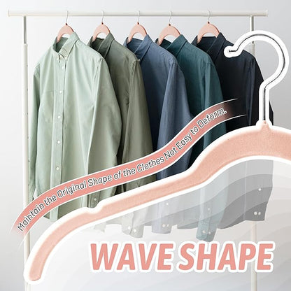 Sishynio Premium Velvet Shirt Hangers 30 Pack, Non-Slip 360° Swivel Hook Space-Saving Felt Hanger, Slim Flocked Hangers for Blouses, Strappy Dresses, Tank Tops(Pink)