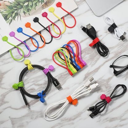 SOOOEC Snap On Magnetic Cable Ties, 32 Pack 7.2" Magnetic Cord Organizer Cute Cloud Design, Silicone Twist Ties with Strong Magnet for Bundling and Cable Management, Fridge Magnets, Assorted Colors.