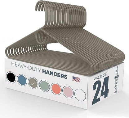 Neaties Heavy Duty Clothes Hangers 20 Pack (24 Count) – Made in The USA – 8lb Capacity Plastic Hangers for Adult Clothing – Durable for Pants, Coats, Jackets, or Jeans – Gray