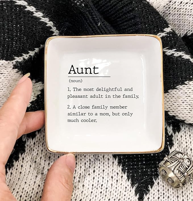 HatafaFurni Aunt Gift, Ring Dish, Jewelry Dish, Jewelry Storage, Mothers Day Gifts, Auntie Gift, Present For Auntie, Auntie Birthday Gift, Gift for Aunt From Niece and Nephew, Gift For Sister…