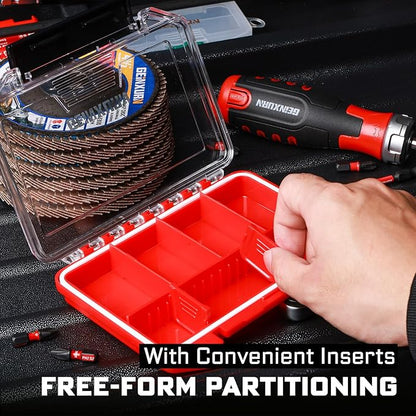 IPX4 Waterproof Small Storage Parts Organizer, Small Parts Case with Removable Dividers, Screwdriver Bit Set Box