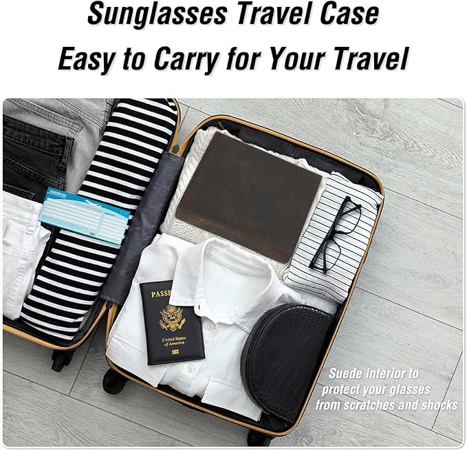 CataPurus Sunglasses Organizer Case for Man & Woman, Top Grain Leather & Handmade, Portable Travel Eyeglasses Storage Holder