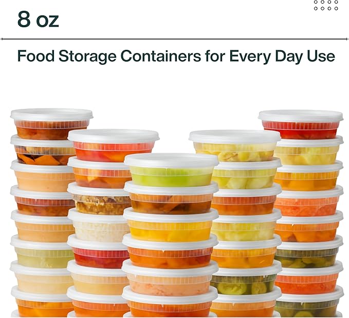 ProTakeOut 8oz [36 set] Heavy Duty Plastic Deli Container | BPA-Free Food Storage with Airtight Leak‑Proof Lids | Microwave, Freezer & Dishwasher Safe – Stackable, Bulk Reusable Soup & Meal Prep Tub