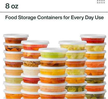 ProTakeOut 8oz [36 set] Heavy Duty Plastic Deli Container | BPA-Free Food Storage with Airtight Leak‑Proof Lids | Microwave, Freezer & Dishwasher Safe – Stackable, Bulk Reusable Soup & Meal Prep Tub