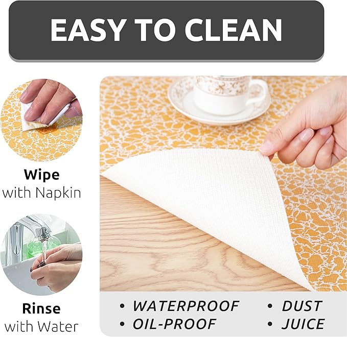 FIFTY FEET 18X192 Inch Shelf Liner with Scissor & Tape Measure for Kitchen Cabinets, PVC Drawer Liner for Dresser Non-Slip Bathroom, Non-Adhesive Cabinet Liner Washable (Orange Crack)