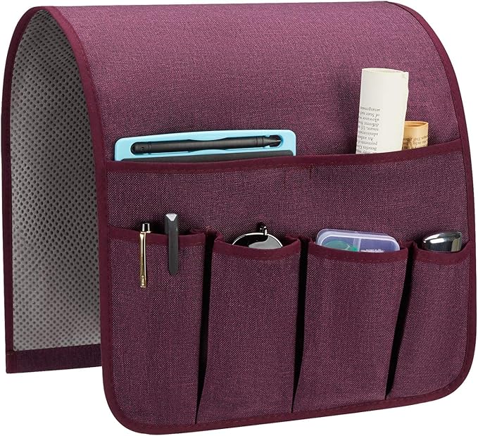SYSOV Sofa Armrest Organizer, Remote Control Holder for Recliner Couch, Arm Chair Caddy with 5 Pockets for Magazine, Tablet, Phone, iPad