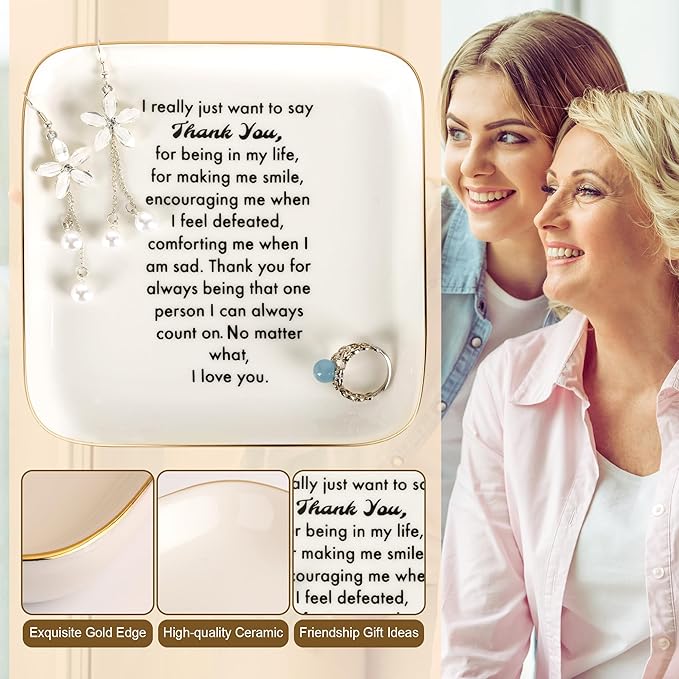 PUDDING CABIN Thank You Gift for Women Mom Teacher Coworkers Ring Dish-Thank You for Always Being That One Person I can Count On, I Love You for Mom, Appreciation Gifts for Women