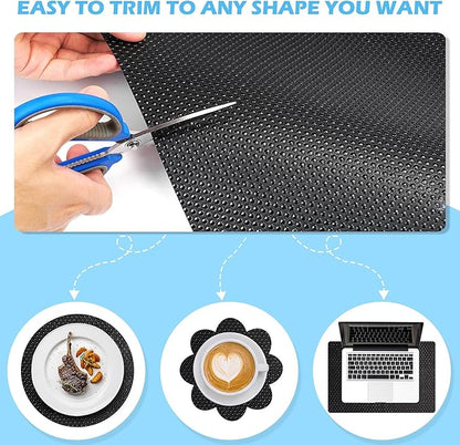 Drawer Liners, Waterproof Shelf Liner, Anti-Slip Non-Adhesive BPA Free Kitchen Cupboard Cabinet Liner Refridge Fridge Mats Sink Protector Strong Durable for Home (Black/11.8in x 10Ft)