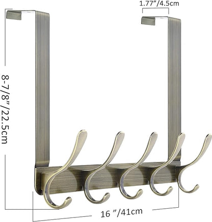 SKOLOO Over The Door Hook, Door Hanger Hooks for Hanging Clothes, Towels, Coats, Hats, Over The Door Towel Hook - Pack of 2, Bronze, Assembly Required