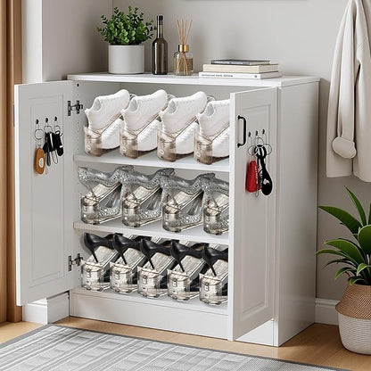 Clear Shoe Slots Organizer with Adjustable Height, Acrylic Closet Stacker Display, Storage Shoe Rack Organizer, Double Layer Holders for Shelf Wardrobe Space Saving (Gray,60 Pack)