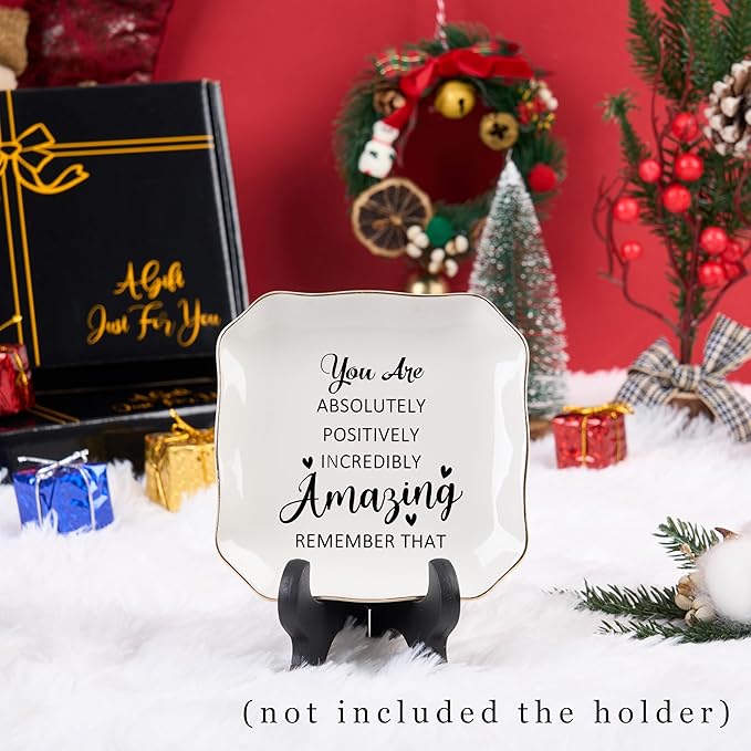 Jelershy Birthday Gifts for Women Ring Jewelry Dish Tray, You Are Amazing Gifts for Women Friend Coworker Mom Sister Teacher Retirement Thank You Cheer Up Inspirational Encouragement Gift for Woman