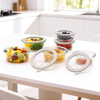 Glass Food Containers with Glass Lid (Grey-6RJ)