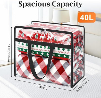 SpaceTrove Storage Bags, 4 Pack Under Bed Storage and Closet Organizers Containers, Heavy-Duty Foldable Moving & Packing Bags with Zippers for Comforter, Bedding, Duvet, Blanket & Toy Storage, 40L