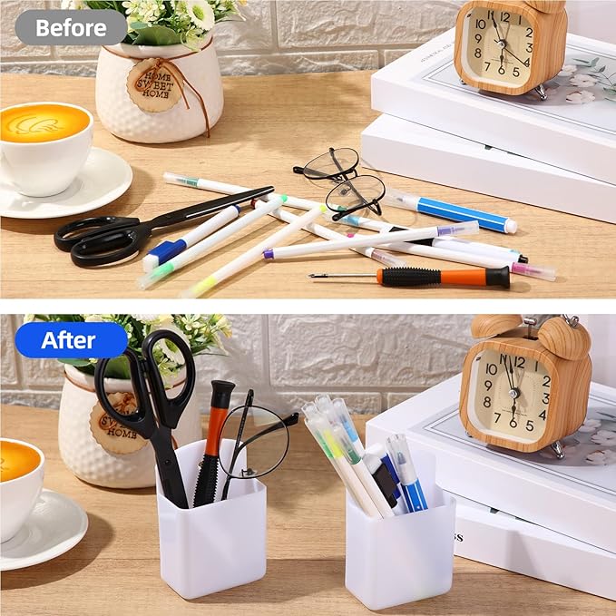 Leinuosen 12 Pcs Remote Control Holder Wall Mount Self Adhesive TV Controller Holder White TV Remote Organizer Wall Pen Organizer for Home Office School Storage Accessories
