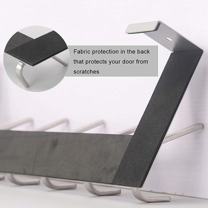 WEBI Over The Door Hook Door Hanger:Over The Door Towel Rack with 6 Hooks for Hanging Coats,Door Coat Hanger Towel Hanger Over Door Coat Rack for Towels,Clothes,Back of Bathroom,Silver
