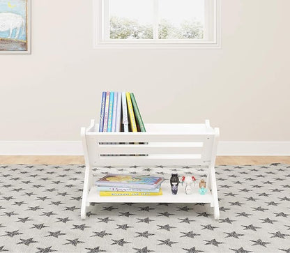 UTEX Kids Bookshelf with Caddy, Toddler Bookshelf, Book Storage Organizer, Small Book Shelf for Kids Rooms, Nursery, Playroom, White