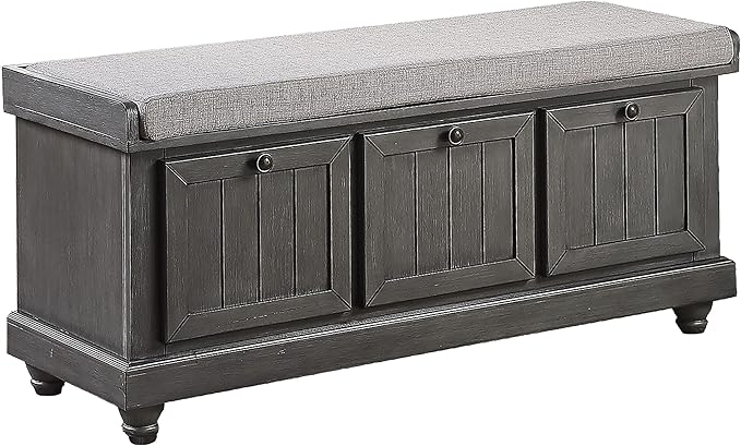 Lexicon Berryessa Lift-Top Storage Bench, Distressed Dark Gray