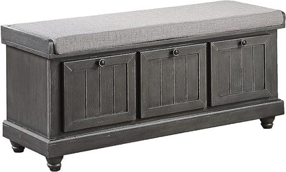 Lexicon Berryessa Lift-Top Storage Bench, Distressed Dark Gray
