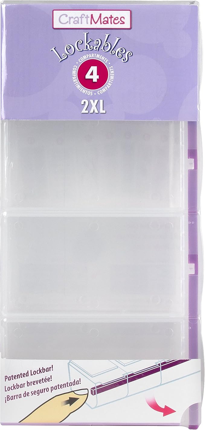 Craft Mates Bead Organizer and Plastic Storage Containers for Crafts, Buttons, Pins and More, 4 Locking Compartments (2XL)