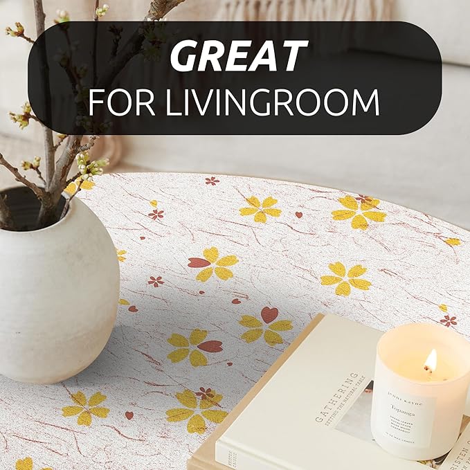 RAY STAR 12X120 Inch Shelf Liner for Kitchen Cabinets, Non-Adhesive Cabinet Liner Washable, PVC Drawer Liner for Dresser Non-Slip Bathroom (Yellow-Floral)(2 Roll)