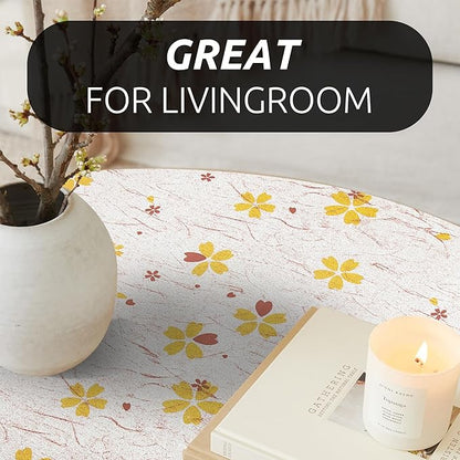 RAY STAR 12X120 Inch Shelf Liner for Kitchen Cabinets, Non-Adhesive Cabinet Liner Washable, PVC Drawer Liner for Dresser Non-Slip Bathroom (Yellow-Floral)(2 Roll)