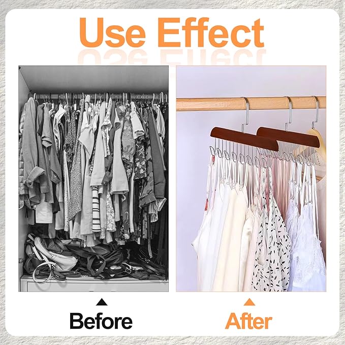 Xbaiyanr 2Pcs Anti Slip Multi Hook Coat Racks,Bra Hangers for Closet Organizer with 8 Hooks 360 °Swivel Belt Hanger for Closet for Belt, Tie, Tank Top, Bra, Scarf (Brown)
