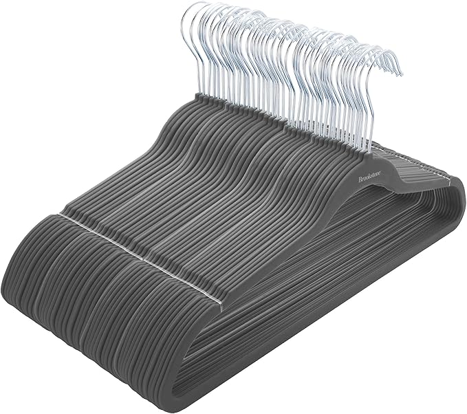 BROOKSTONE, [50 Pack] Velvet Hangers, [Non-Slip] 360° Swivel Hook, Lightweight & Slim, Strong & Durable, Space Saving Design, Heavy Duty, Won’t Stain Fabric